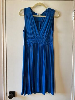 Boston Proper Royal Blue Sleeveless Braided-Waist Midi Dress